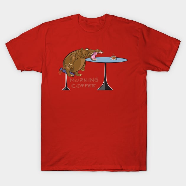 Morning coffee hippopotamus T-Shirt by tepy 